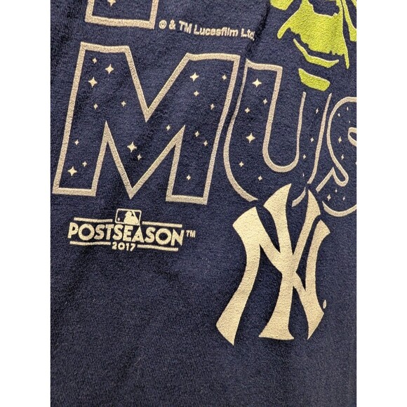Star Wars Yoda New York Yankees T-Shirt 3XL Blue Win You Must MLB Postseason - Picture 5 of 8